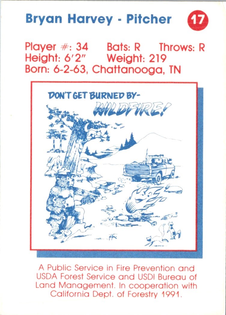 1991 California Angels Smokey Bryan Harvey
