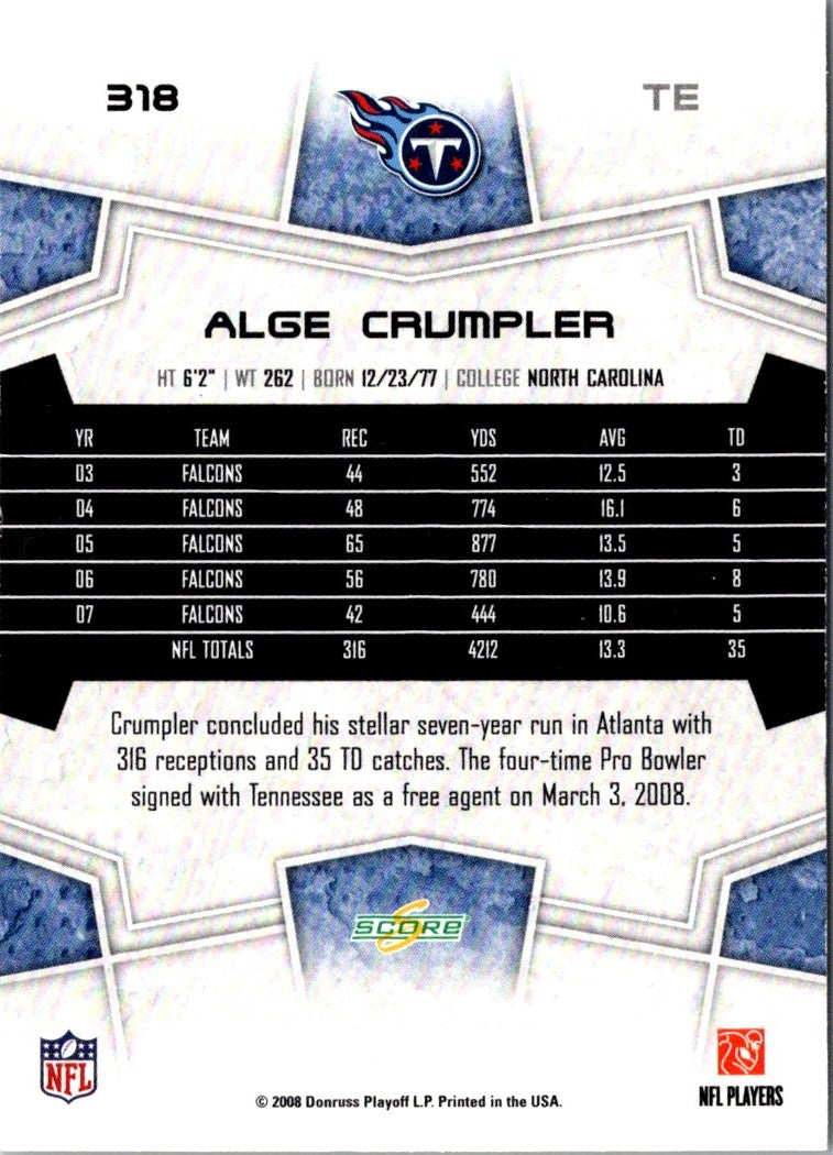 2008 Score Alge Crumpler