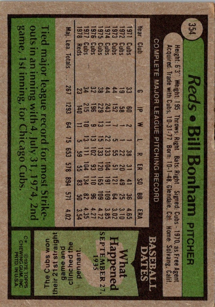 1979 Topps Bill Bonham