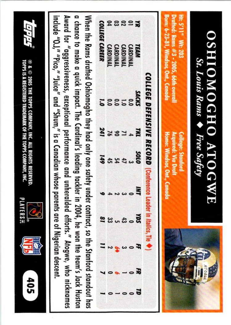 2005 Topps O.J. Atogwe