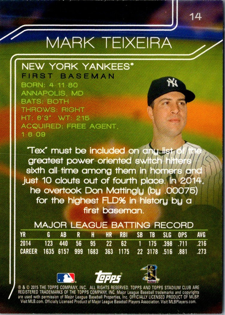 2015 Stadium Club Mark Teixeira