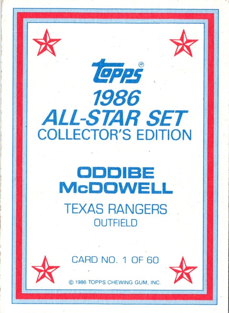 1986 Topps Glossy Oddibe McDowell