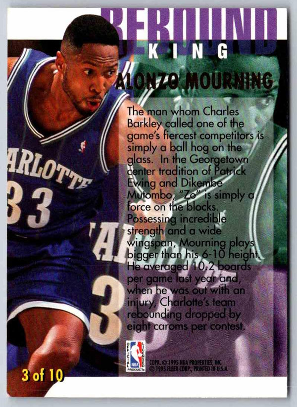 1995 Fleer Ultra Alonzo Mourning #3 OF 10