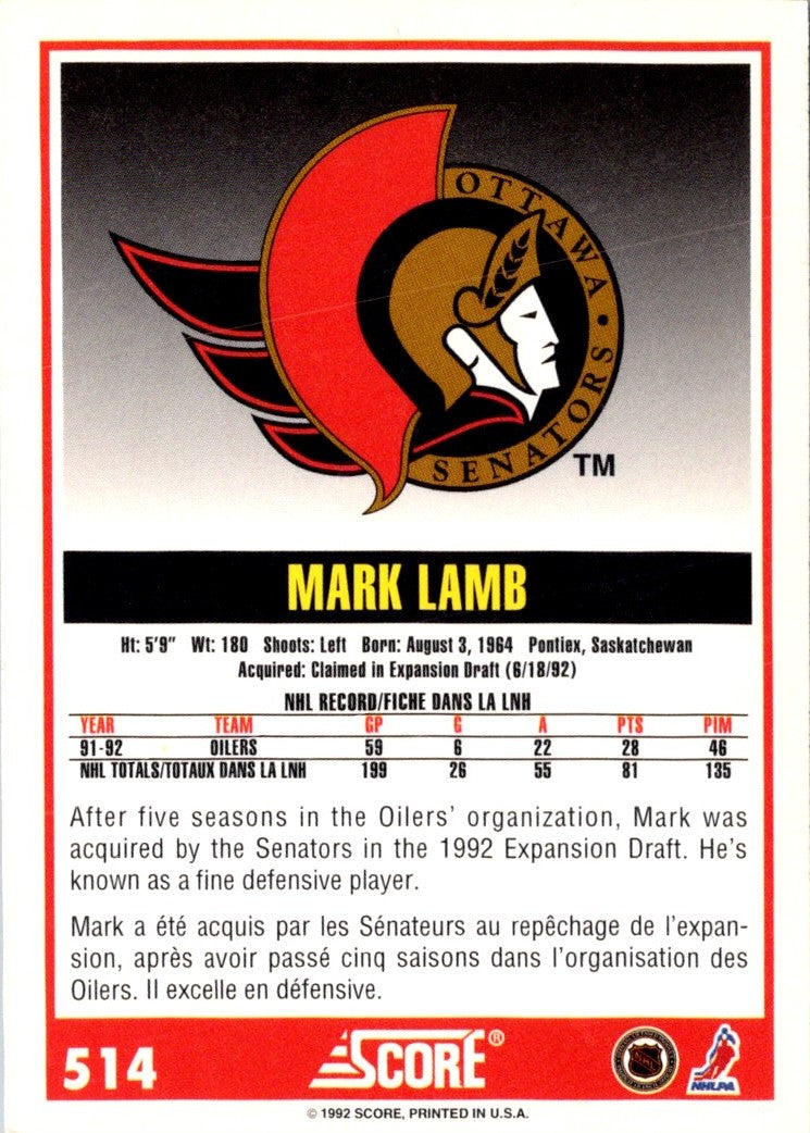 1992 Score Mark Lamb