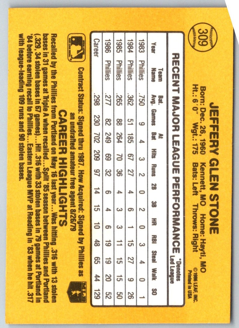 1986 Donruss Jeff Stone