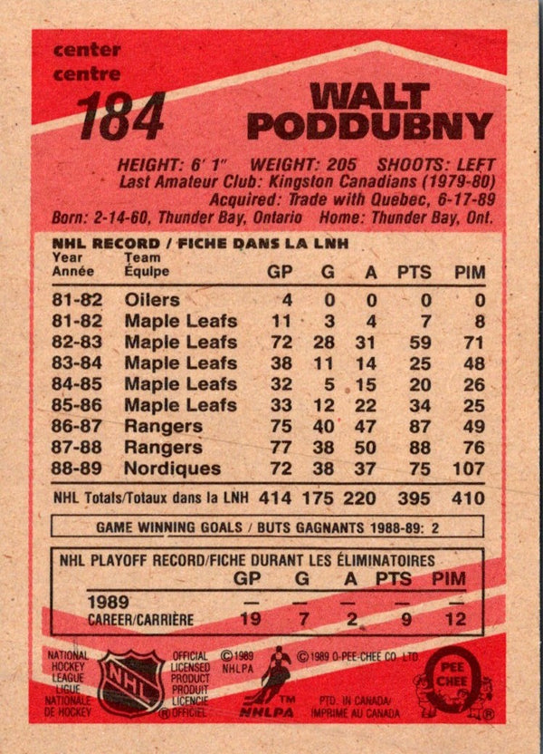 1989 O-Pee-Chee Walt Poddubny #184