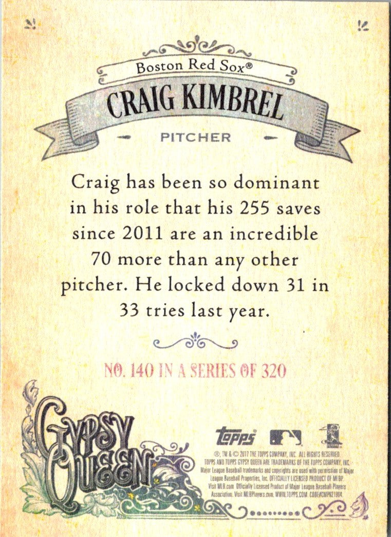 2017 Topps Gypsy Queen Craig Kimbrel