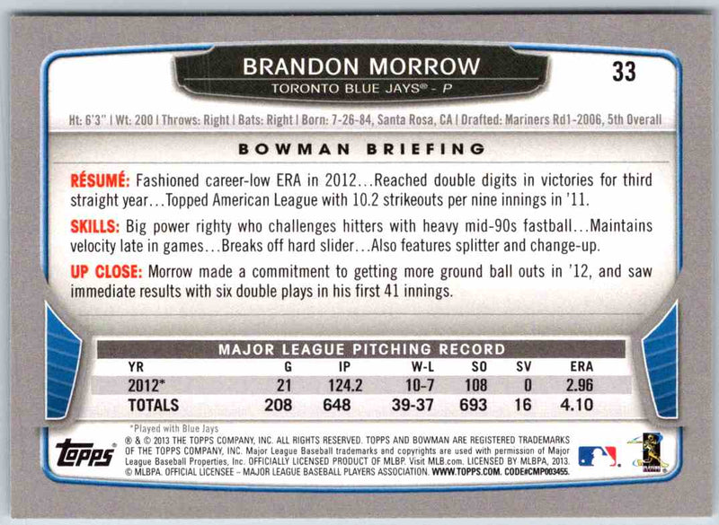 2013 Bowman Brandon Morrow