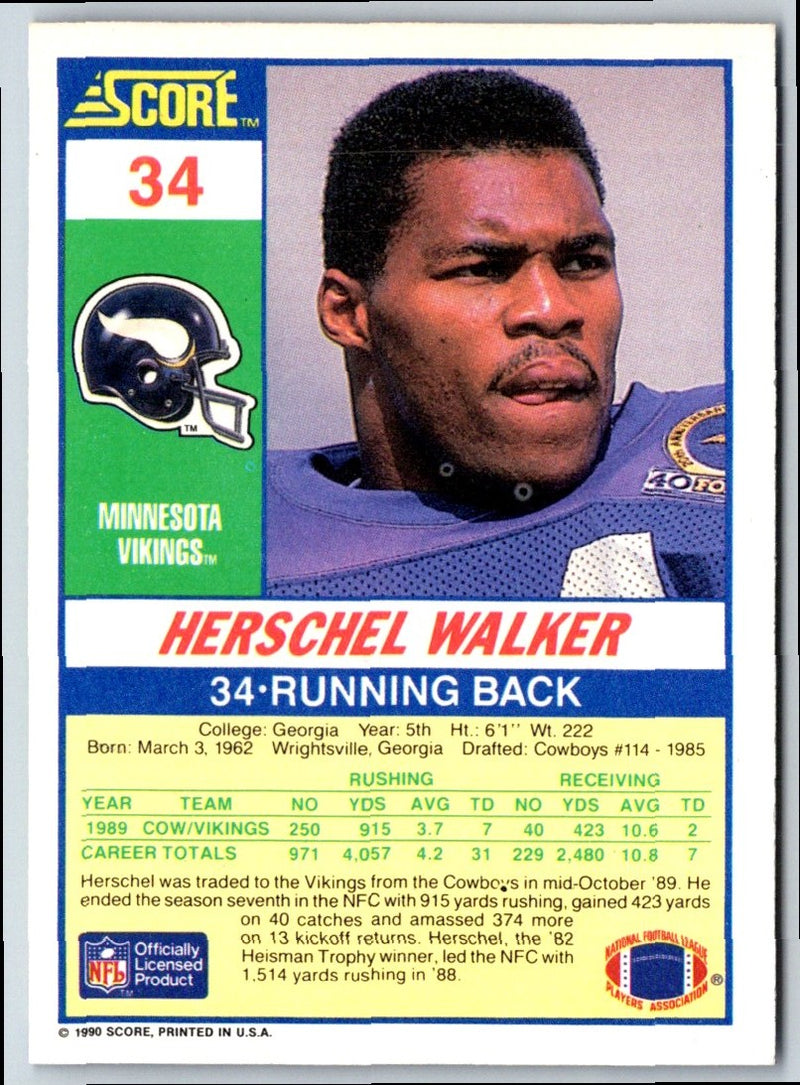 1990 Score Herschel Walker