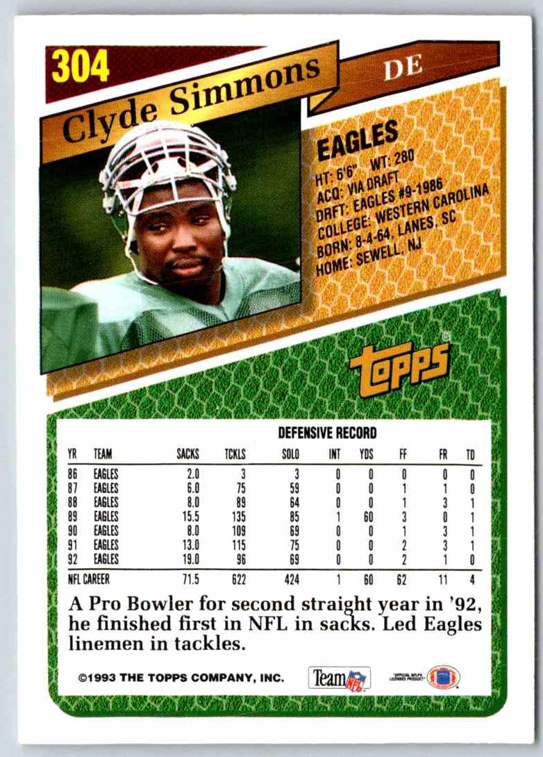 1993 Topps Clyde Simmons