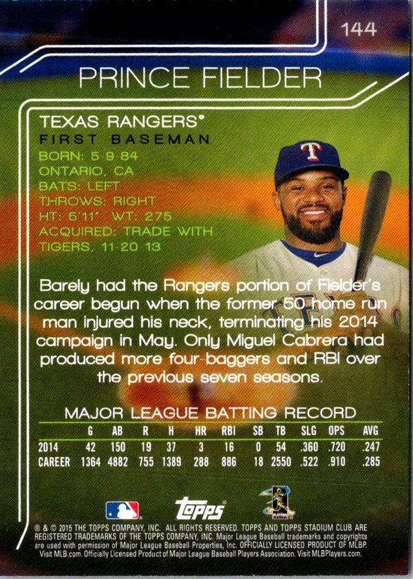 2015 Stadium Club Prince Fielder #144