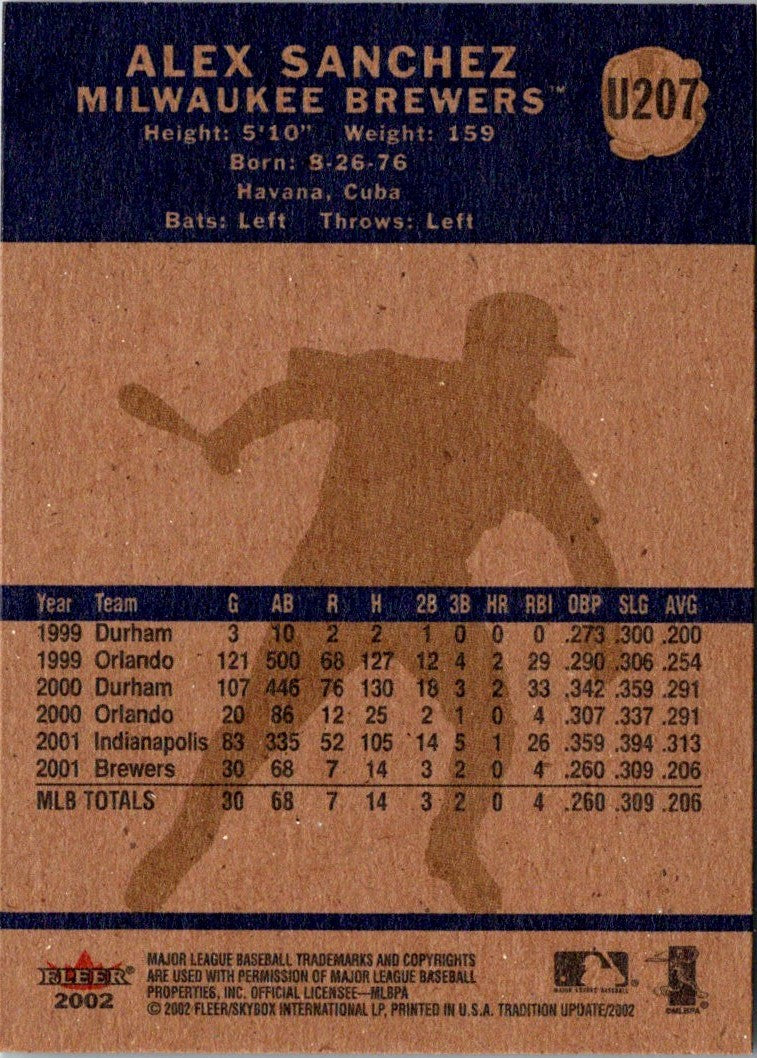 2002 Fleer Tradition Update Alex Sanchez