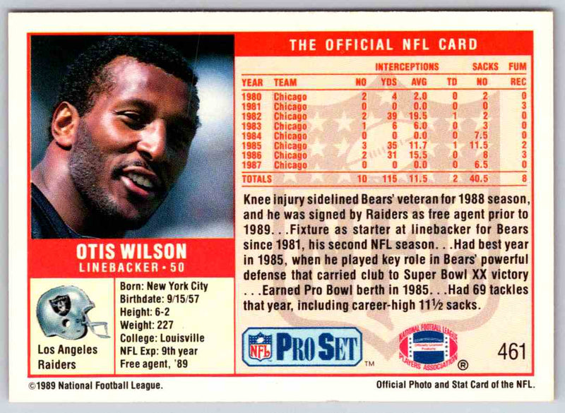 1989 NFL Proset Otis Wilson