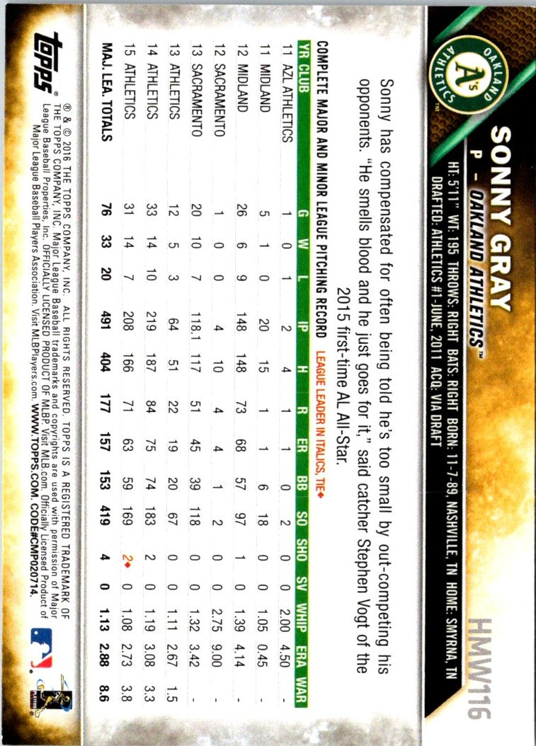 2016 Topps Holiday Baseball Sonny Gray