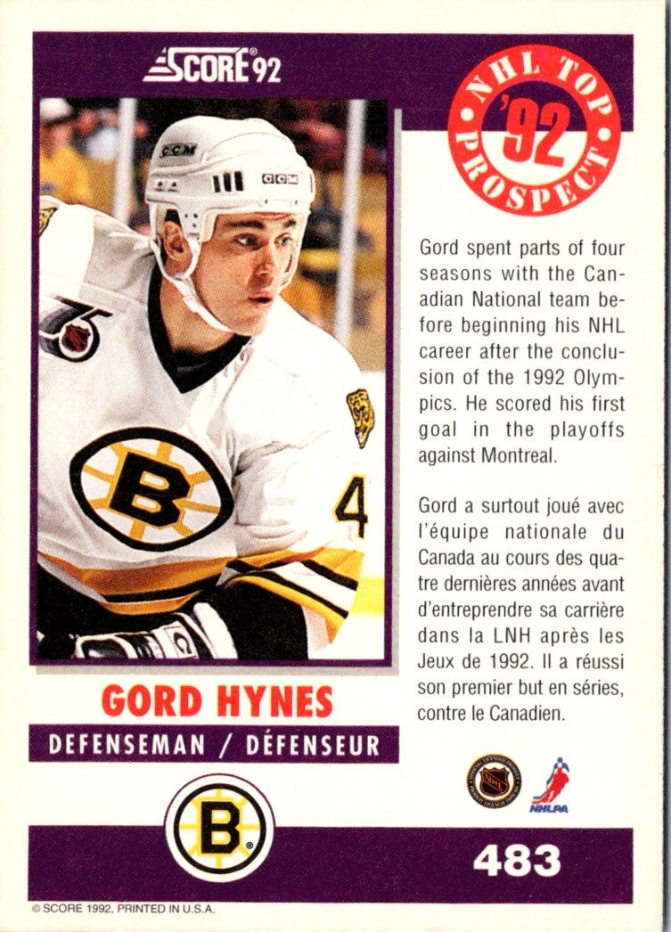 1992 Score Canadian Gord Hynes