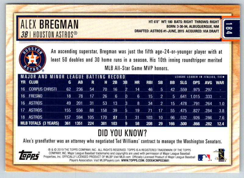 2019 Topps Big League Alex Bregman