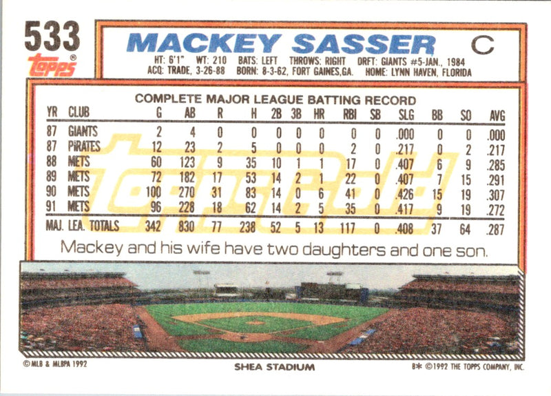 1992 Topps Mackey Sasser