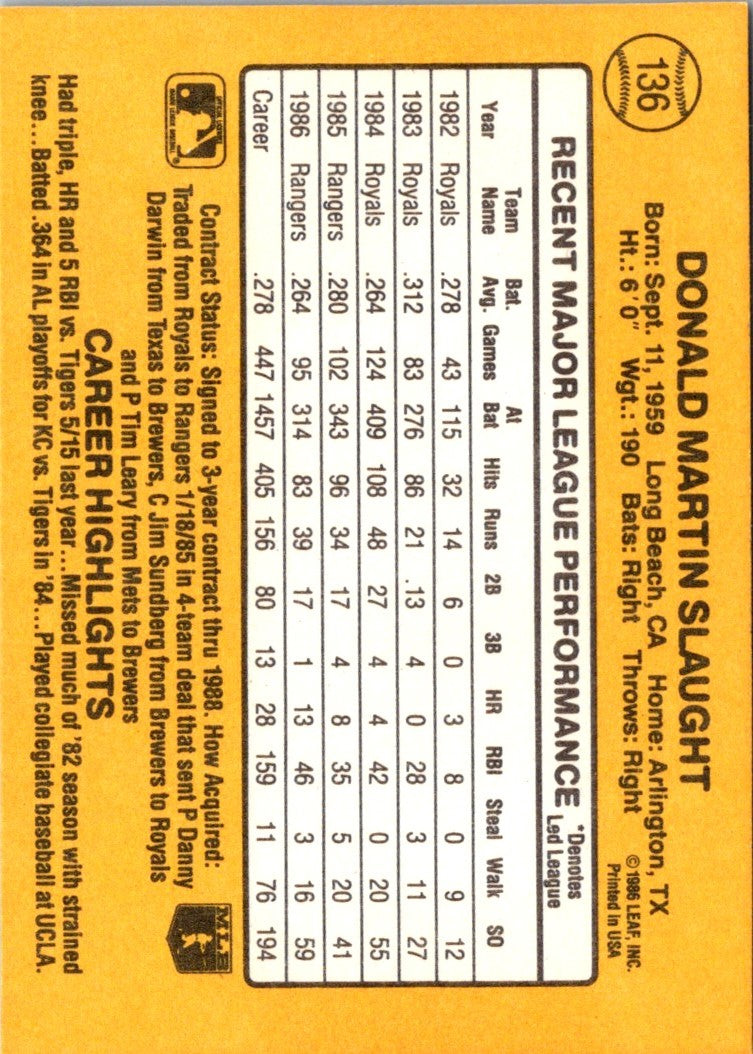 1987 Donruss Don Slaught