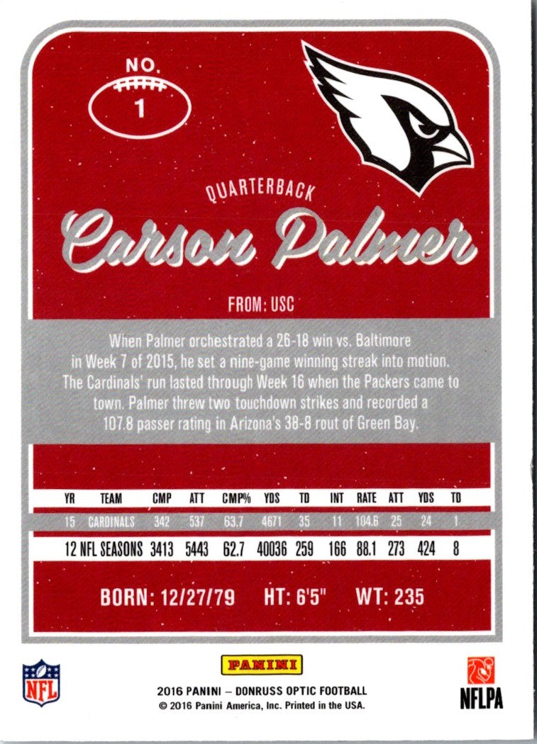 2016 Donruss Optic Carson Palmer