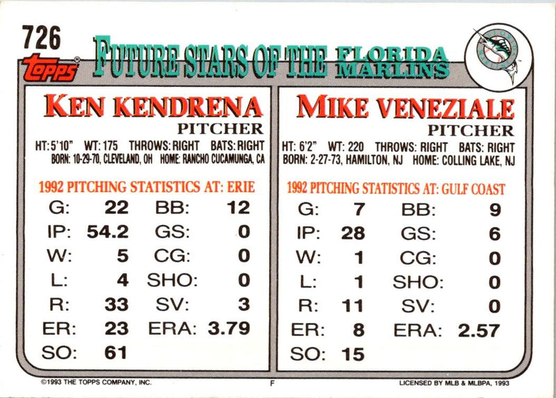 1993 Topps Gold Mike Veneziale/Ken Kendrena