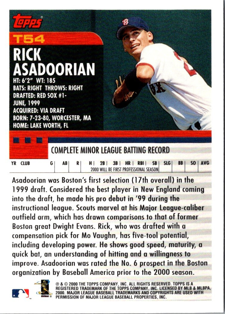 2000 Topps Chrome Traded & Rookies Rick Asadoorian