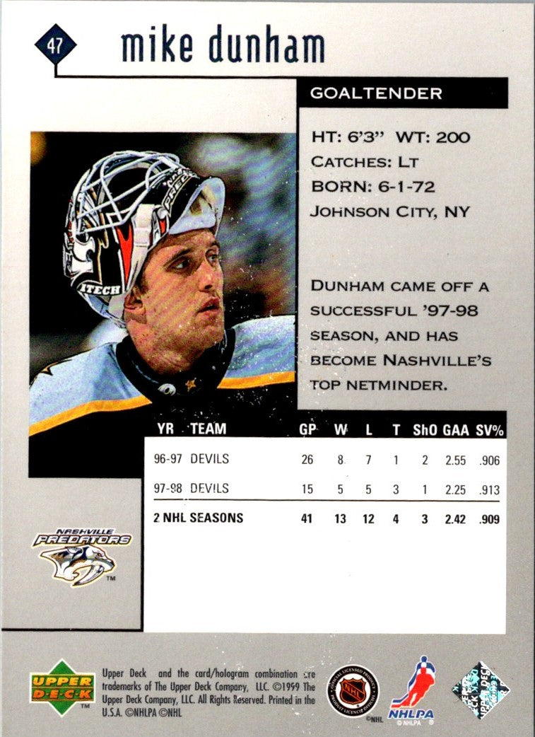 1998 Upper Deck Black Diamond Mike Dunham