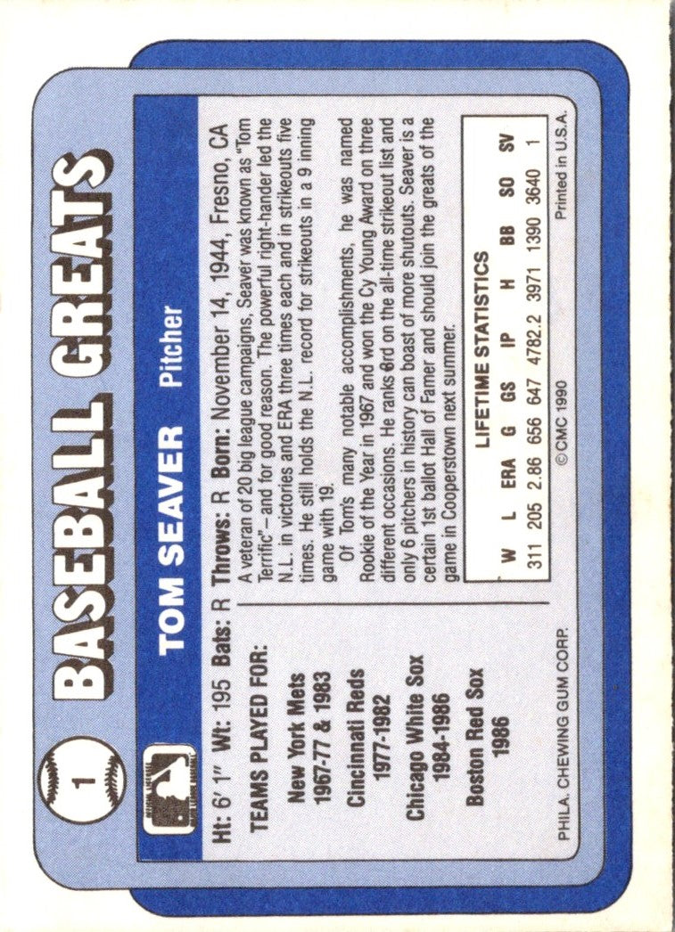 1990 Swell Baseball Greats Tom Seaver