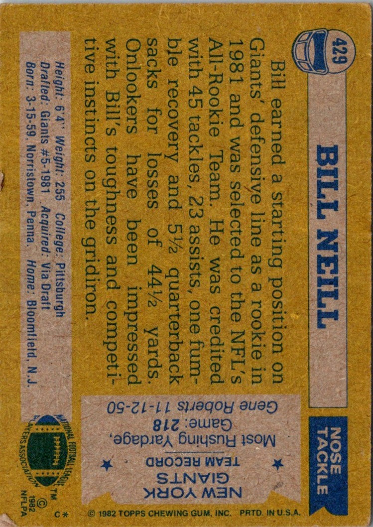 1982 Topps Bill Neill