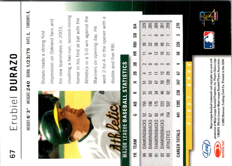 2004 Leaf Second Edition Erubiel Durazo