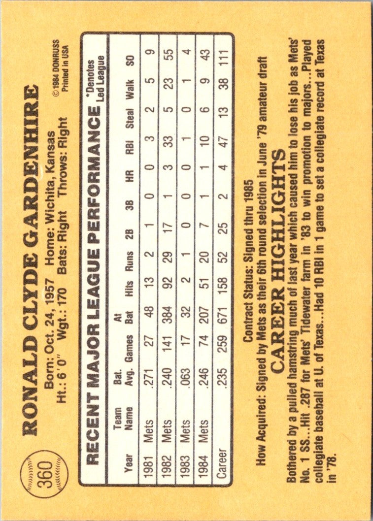 1985 Donruss Ron Gardenhire