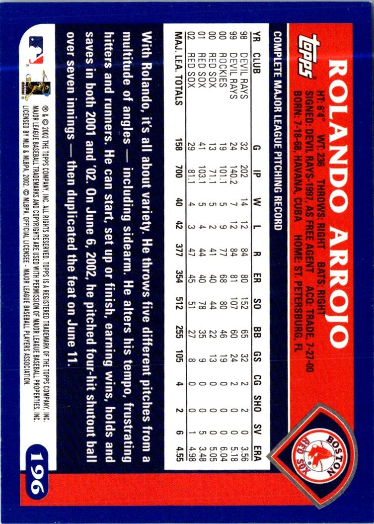 2003 Topps Rolando Arrojo