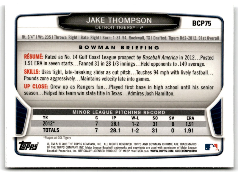 2013 Bowman Chrome Prospects Jake Thompson