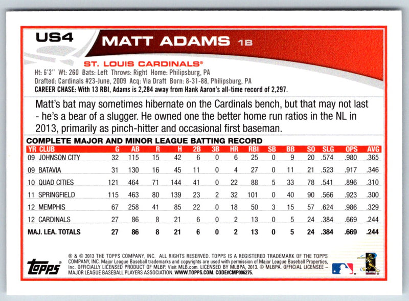 2013 Topps Update Matt Adams