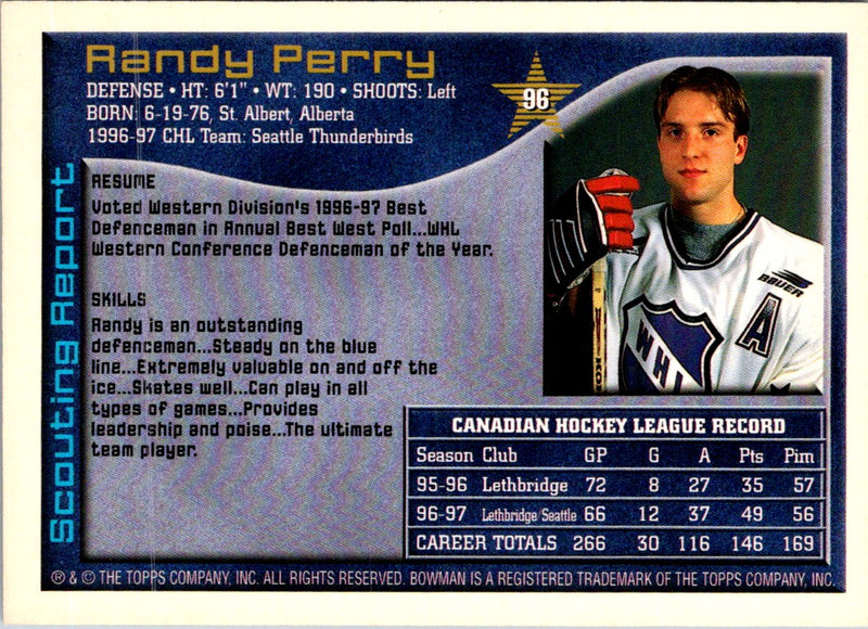 1997 Bowman CHL Randy Perry