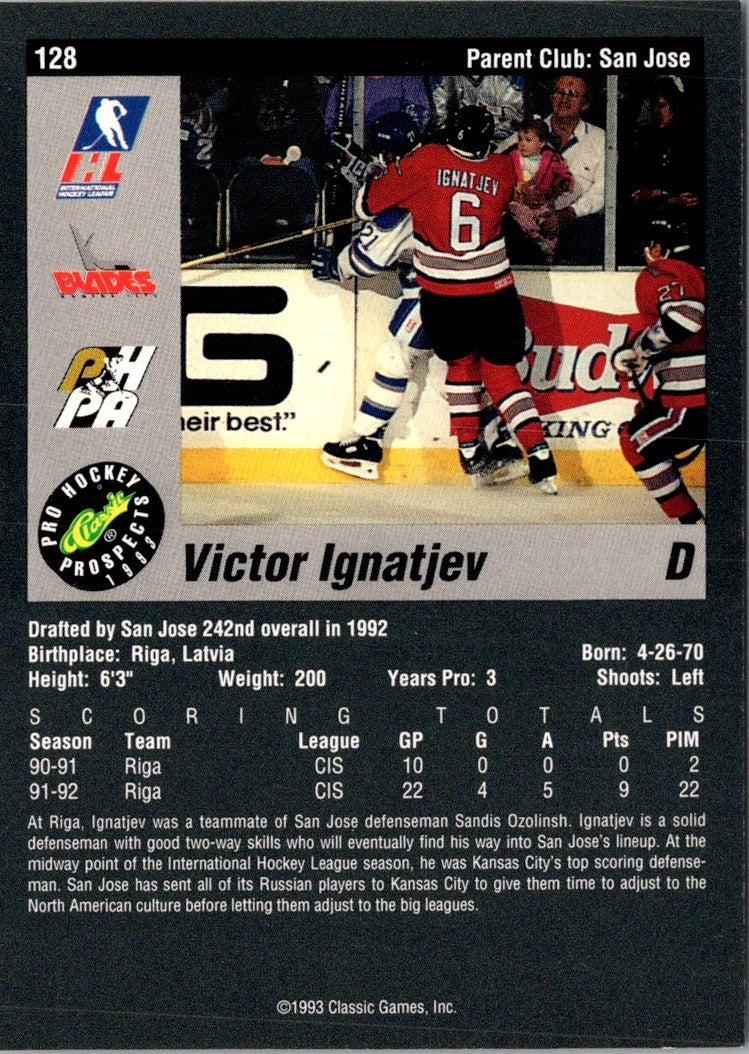 1993 Classic Pro Prospects Victor Ignatjev