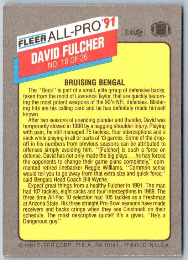 1991 Fleer Ultra David Fulcher #18 OF 26