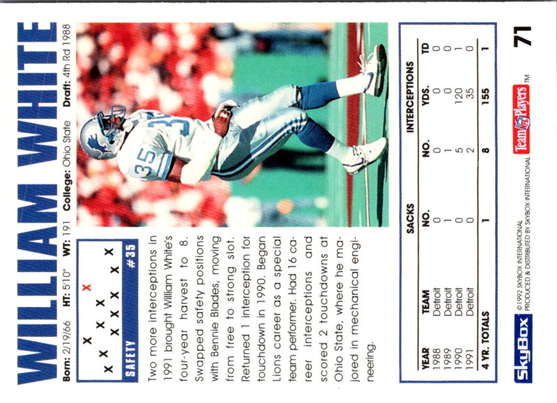 1992 SkyBox Impact William White