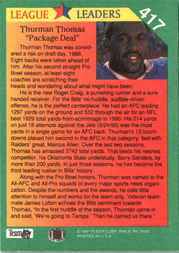 1991 Fleer All-Pro Thurman Thomas #26