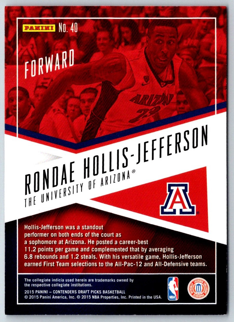 2015 Panini Contenders Draft Picks School Colors Rondae Hollis-Jefferson