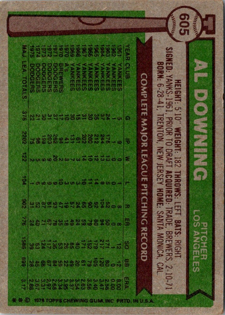 1976 Topps Al Downing