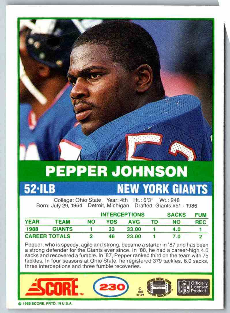 1999 Score Pepper Johnson