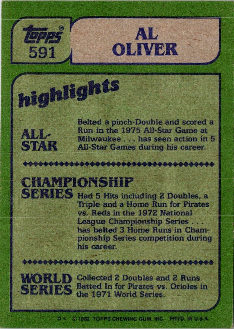 1982 Topps Al Oliver