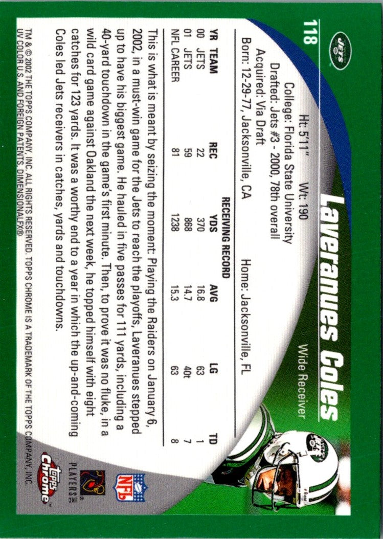 2002 Topps Chrome Laveranues Coles