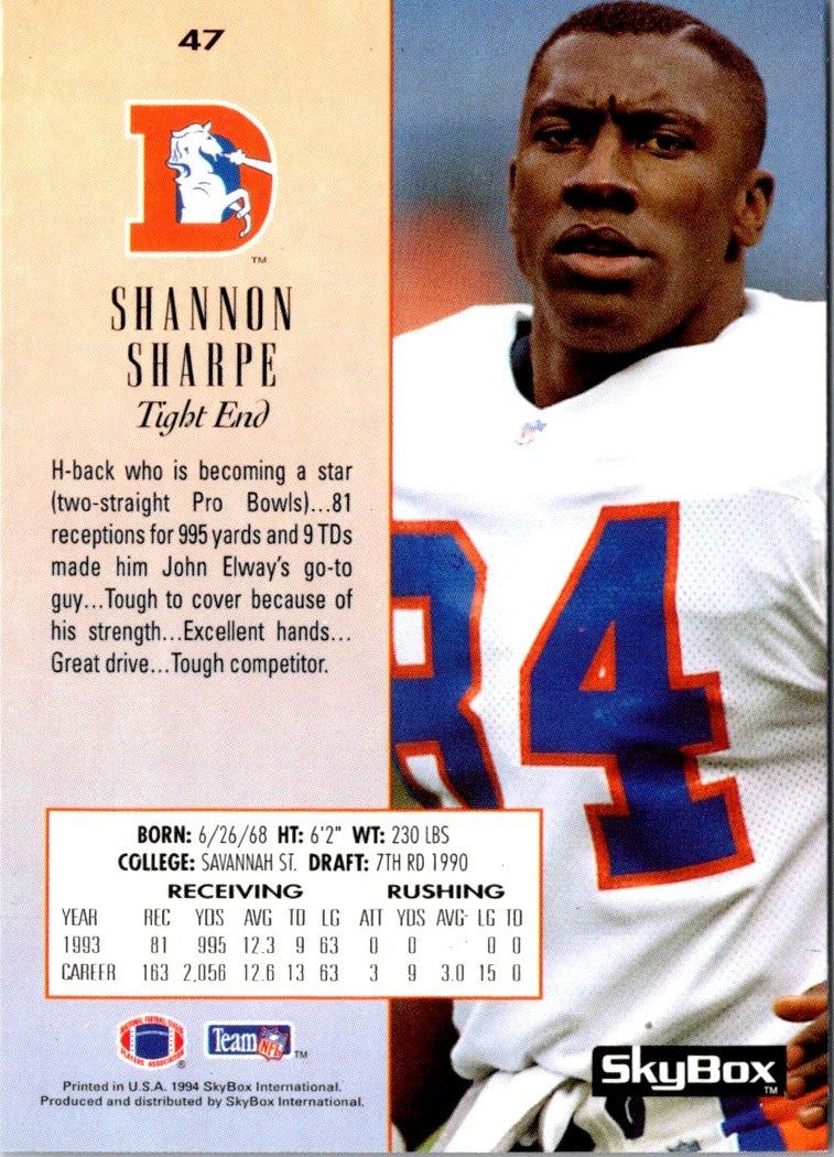 1994 SkyBox Premium Shannon Sharpe