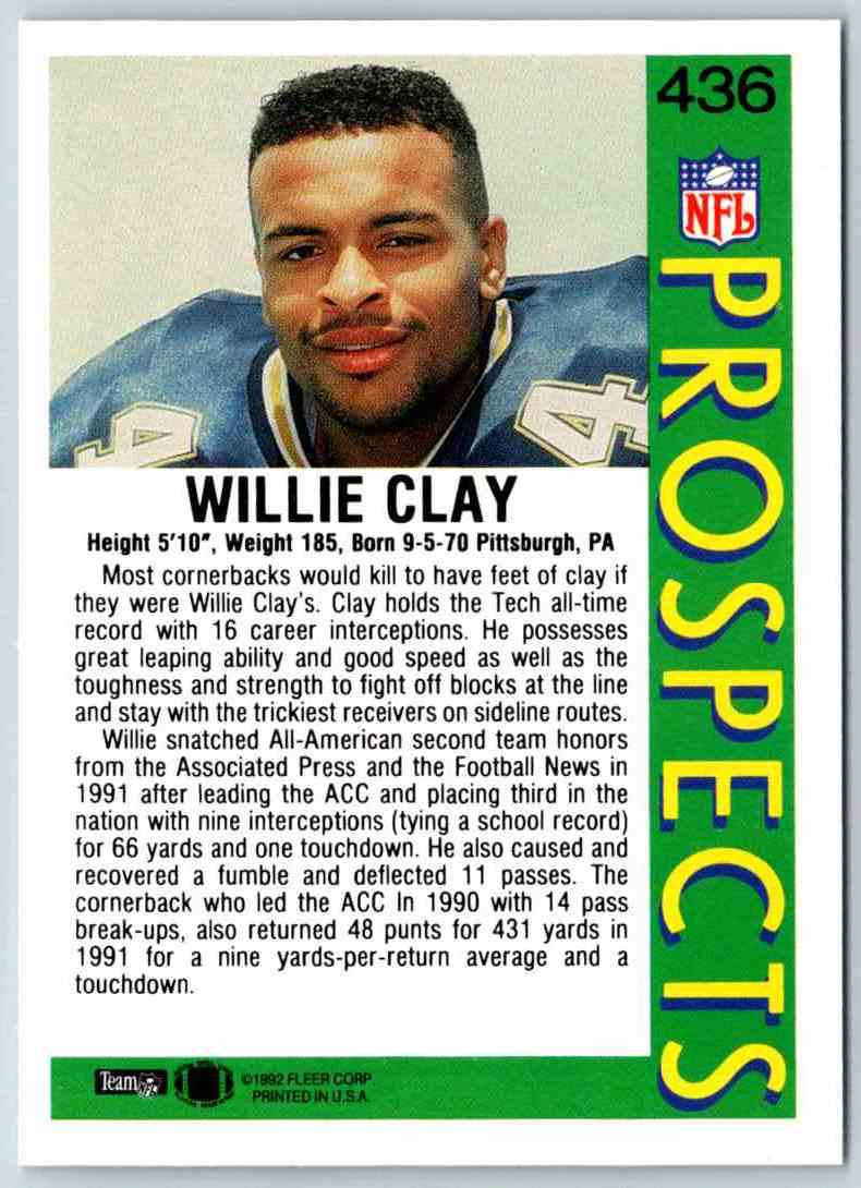 1991 Fleer Ultra Willie Clay