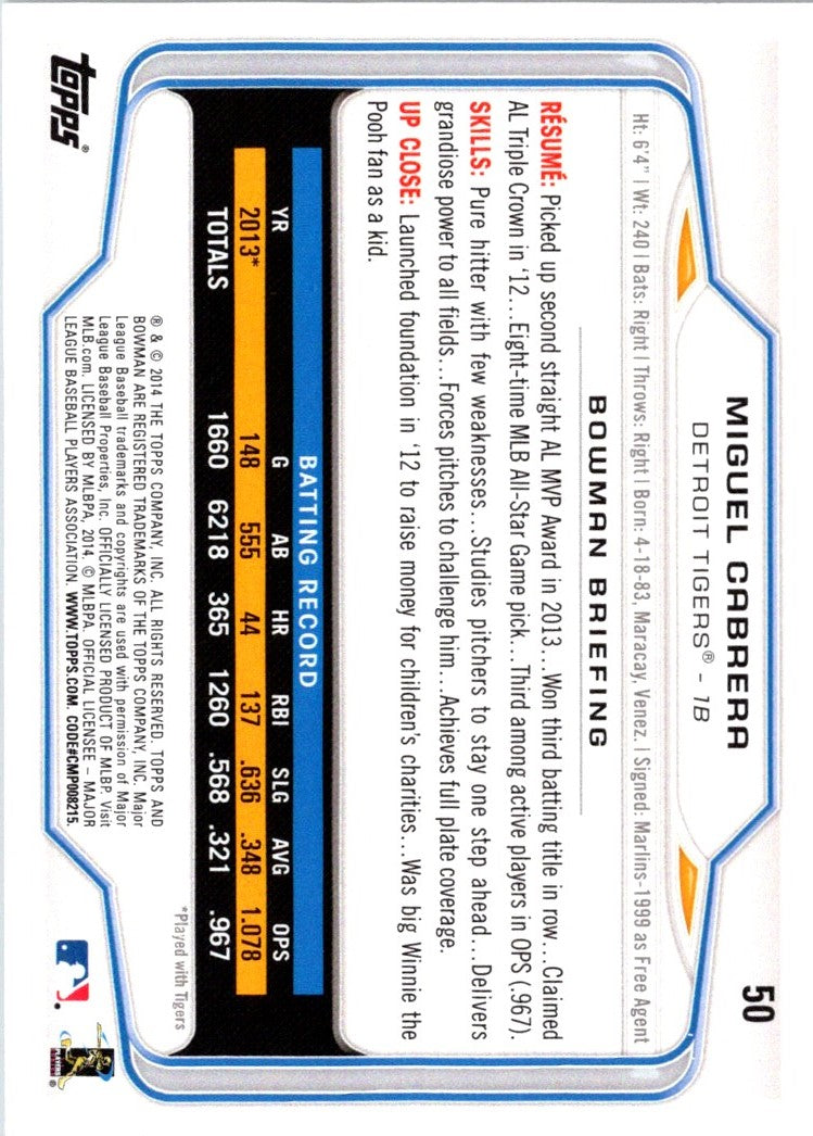 2014 Bowman Miguel Cabrera