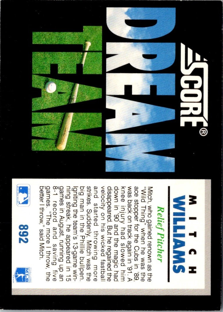 1992 Score Mitch Williams