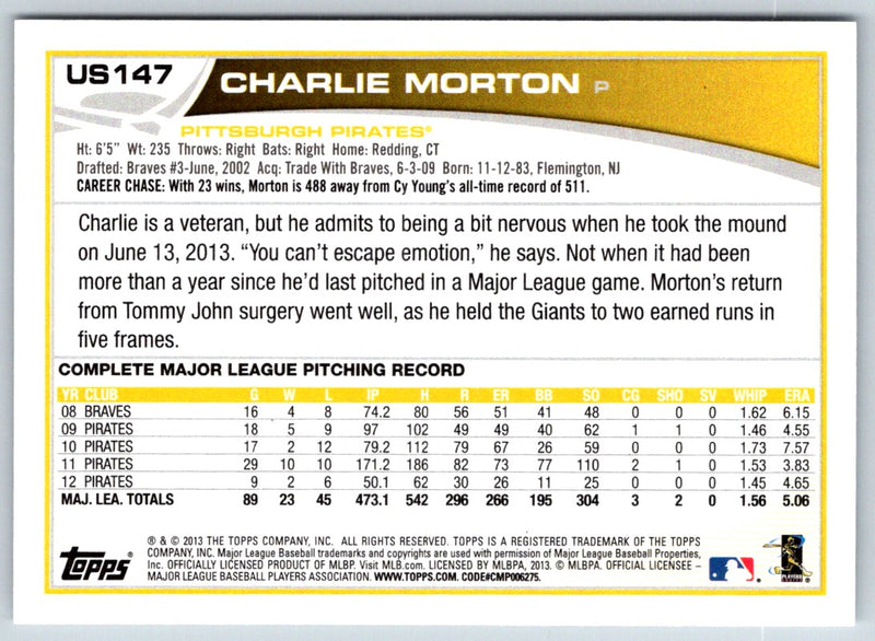 2013 Topps Update Charlie Morton