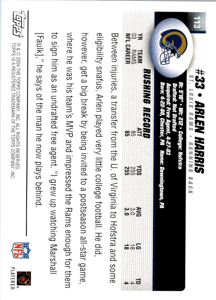 2004 Topps Arlen Harris