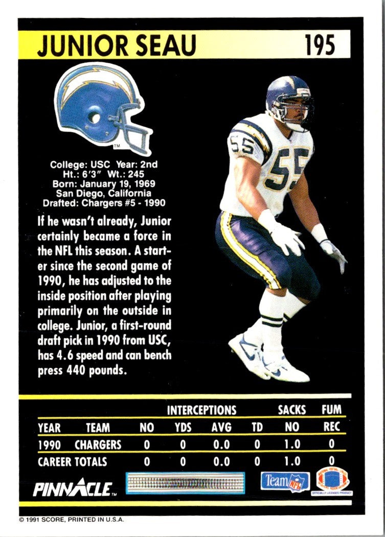 1991 Pinnacle Junior Seau